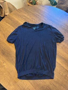 Perry Ellis Dark Navy Short Sleeve Knit Top